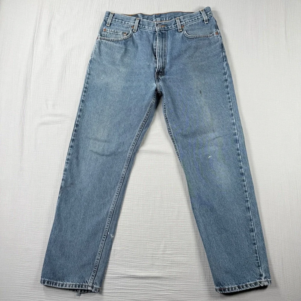 Vintage Levis 505 Jeans 36x30 (35x30) Y2k Distressed Black Batwing 1998 90s Punk